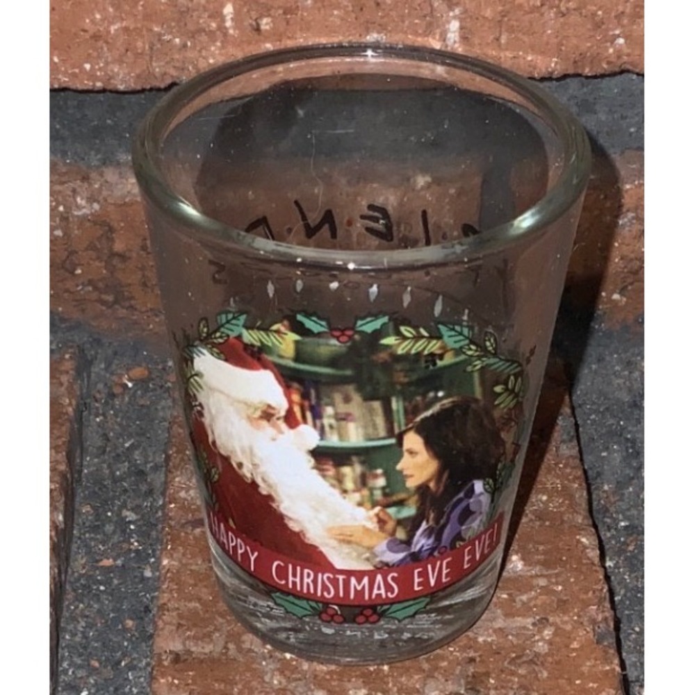 Friends TV Show Happy Christmas Eve Eve Monica Santa Shot Glass Clear‎ Barware